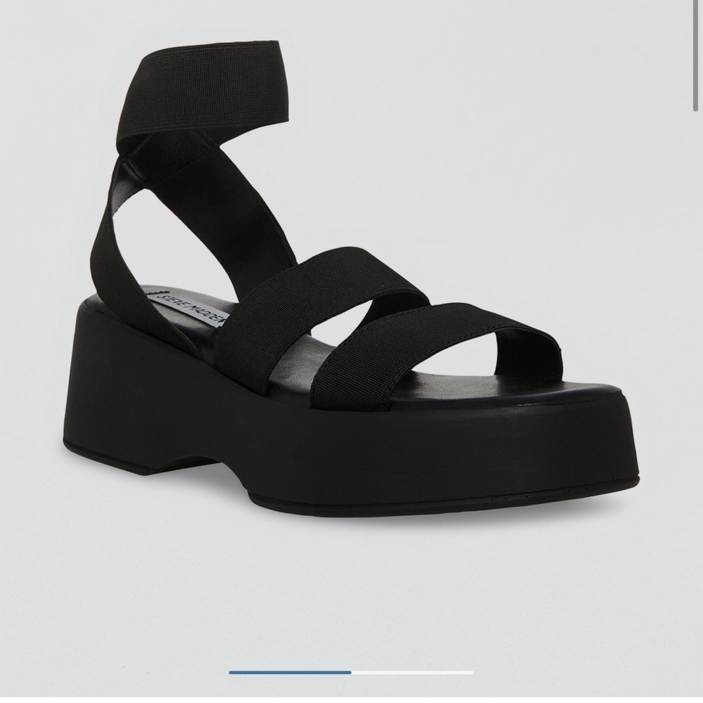 Steve Madden Sashes Black Platform Strappy Sandals